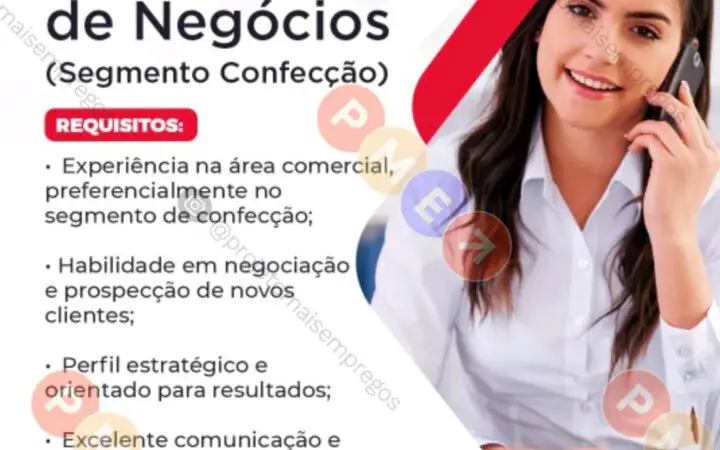 1 Vaga de emprego para Consultor De Negócios no Segmento de confecção em 10/09