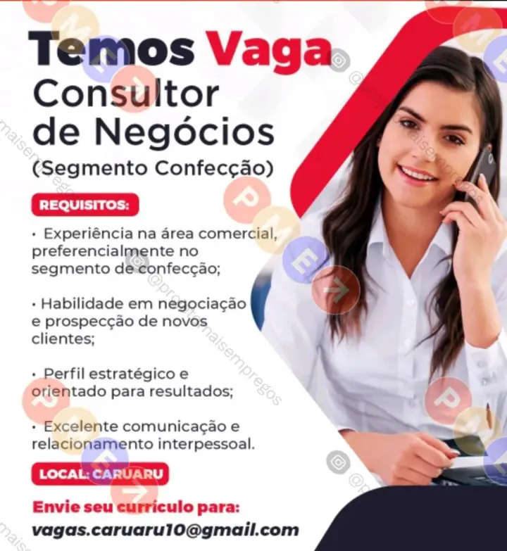 1 Vaga de emprego para Consultor De Negócios no Segmento de confecção em 10/09