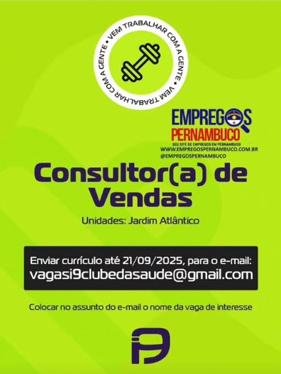 1 Vaga de emprego para Consultor De Vendas na empresa I9 Clube da Saúde em 19/09