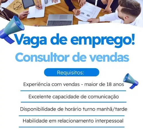 1 Vaga de emprego para Consultor De Vendas no Segmento comercial em 10/09