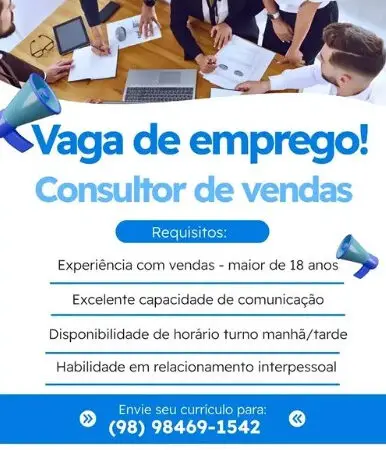 1 Vaga de emprego para Consultor De Vendas no Segmento comercial em 11/09
