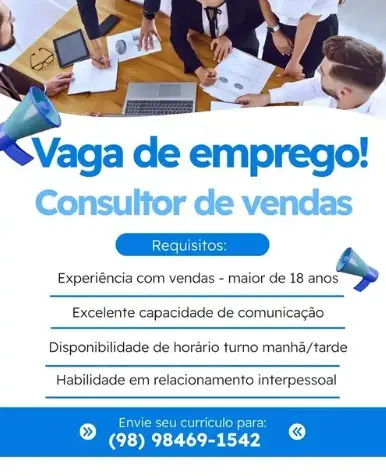 1 Vaga de emprego para Consultor De Vendas no Segmento comercial em 11/09