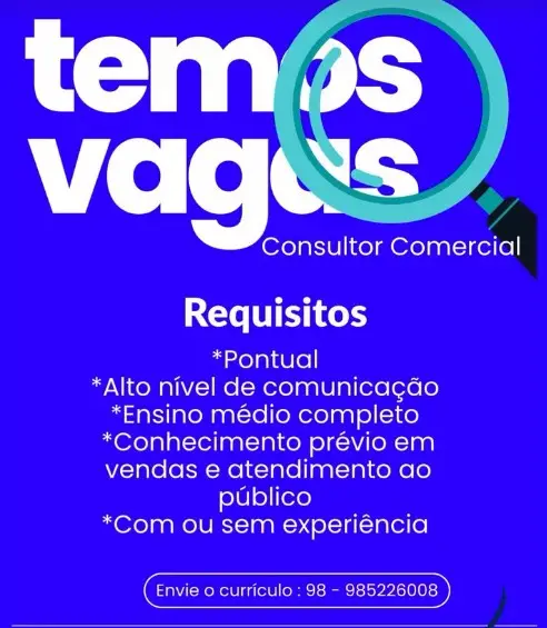 1 Vaga de emprego para Consultor sem experiência no Segmento comercial em 10/09