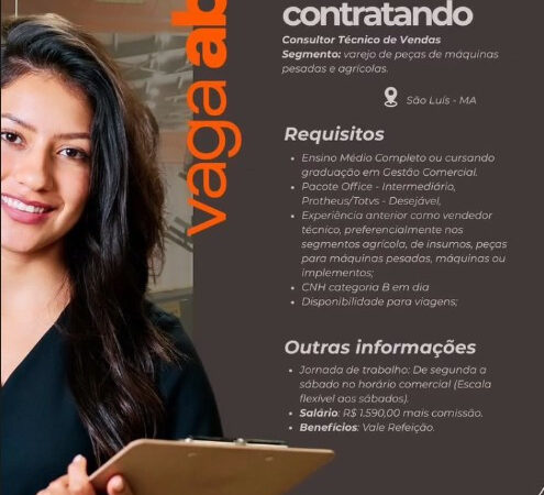 1 Vaga de emprego para Consultor Técnico De Vendas na empresa Nascimento Soluções de RH em 11/09