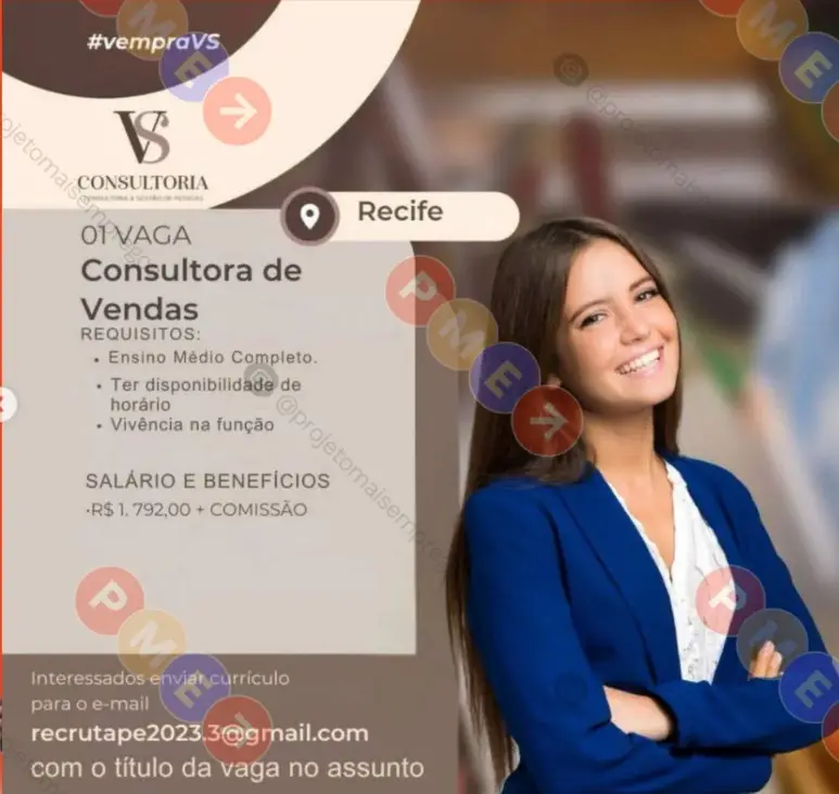 1 Vaga de emprego para Consultora De Vendas na empresa VS Consultoria em 09/09