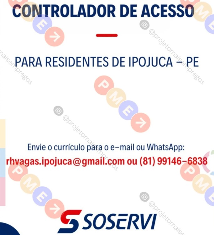1 Vaga de emprego para Controlador De Acesso na empresa Soservi em 18/09