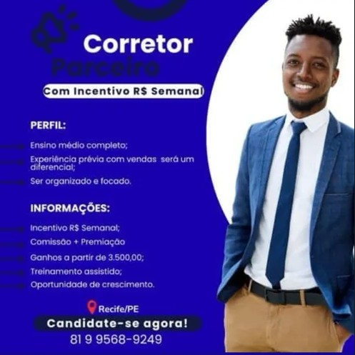 1 Vaga de emprego para Corretor Parceiro sem experiência na Cidade de Recife em 23/09
