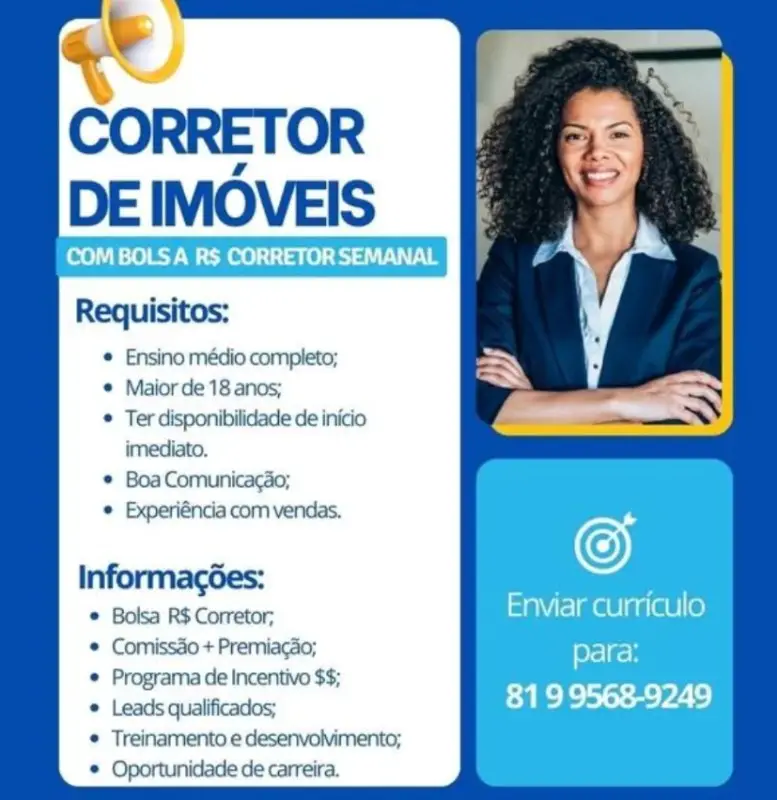 1 Vaga de emprego para Corretor no Segmento de imóveis em 10/09