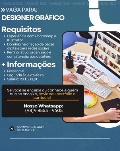 1 Vaga de emprego para Designer no Segmento gráfico em 12/09