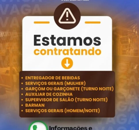 7 Vagas de emprego para Diversos Cargos na empresa Restaurante e Bar Concha´s em 12/09