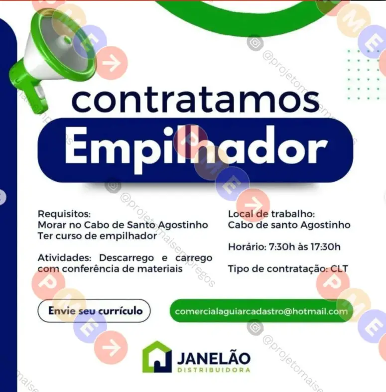 1 Vaga de emprego para Empilhador sem experiência na empresa Janelão Distribuidora em 10/09
