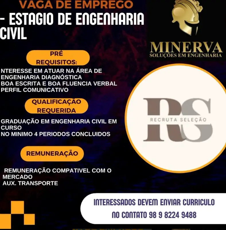 1 Vaga de emprego para Estagiário De Engenharia Civil sem experiência na empresa Minerva em 11/09