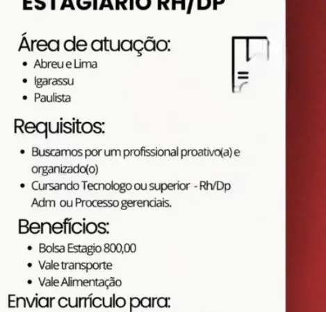 1 Vaga de emprego para Estagiário De Rh sem experiência na empresa Rubi Distribuidora em 08/09