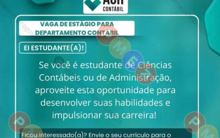 1 Vaga de emprego para Estágio Departamento Contábil sem experiência na empresa AGR Contábil em 10/09