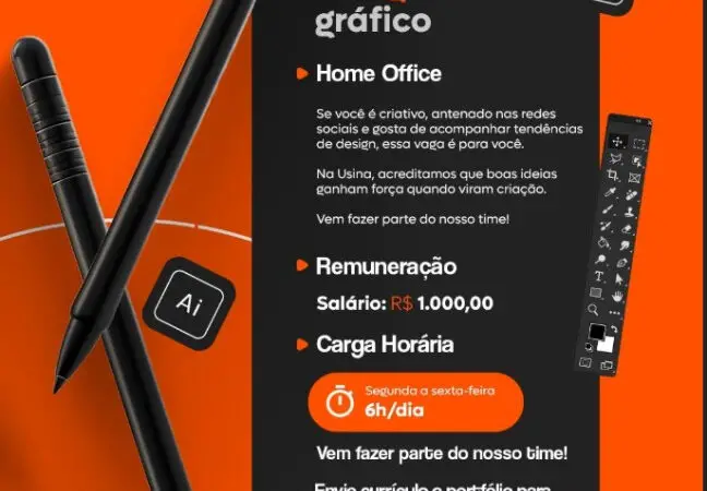 1 Vaga de emprego para Estagiário De Designer Gráfico sem experiência na empresa Usina Estúdio de Criação em 08/09