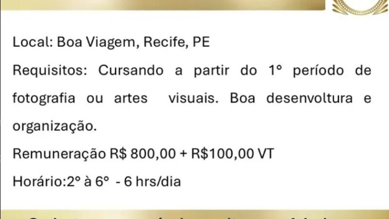 1 Vaga de emprego para Estágio De Fotografia sem experiência na empresa Fala RH em 08/09