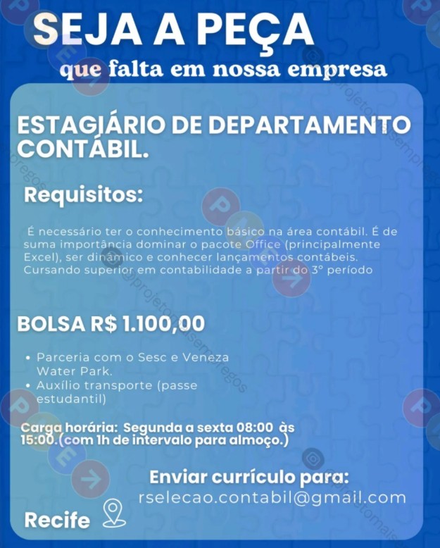 1 Vaga de emprego para Estágio sem experiência no Segmento de departamento contábil em 19/09