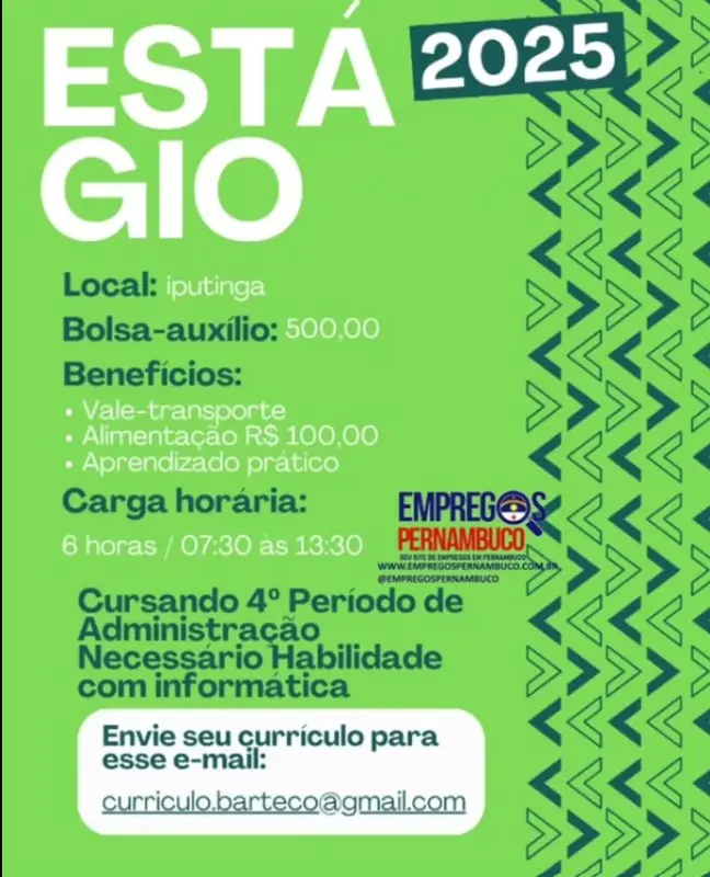 1 Vaga de emprego para Estágio sem experiência no Segmento administrativo em 08/09