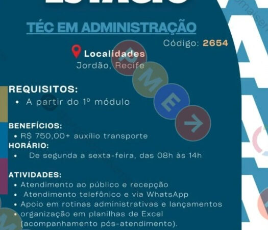 1 Vaga de emprego para Estágio Técnico De Administração sem experiência na empresa NUDEP em 10/09