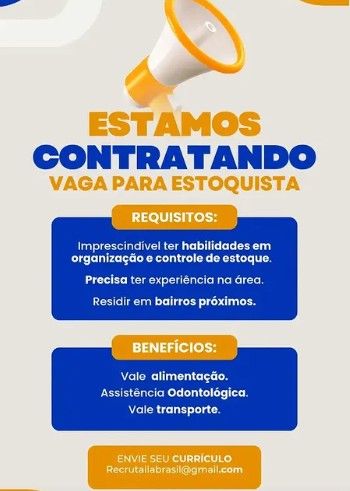 1 Vaga de emprego para Estoquista na empresa Ilahui em 18/09
