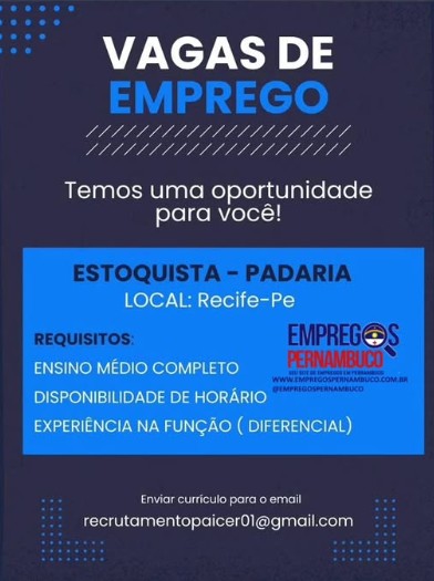 1 Vaga de emprego para Estoquista sem experiência no Segmento alimentício em 23/09