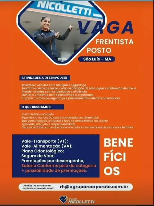 1 Vaga de emprego para Frentista sem experiência na empresa Posto Nicoletti em 11/09