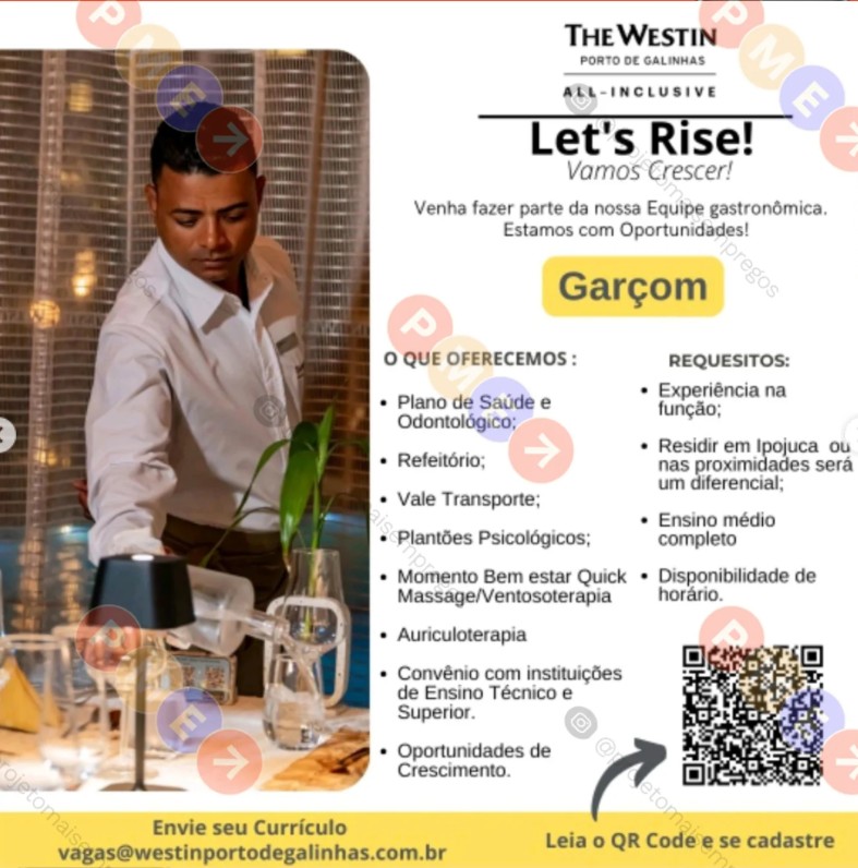 1 Vaga de emprego para Garçom na empresa Hotel The Westin em 25/09