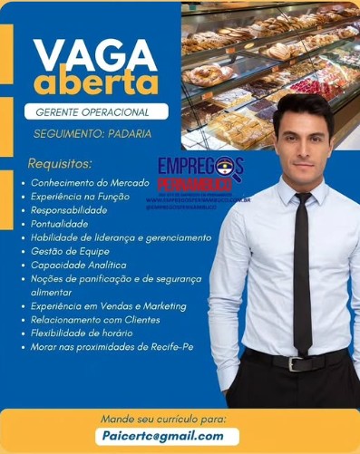 1 Vaga de emprego para Gerente Operacional no Segmento alimentício em 19/09