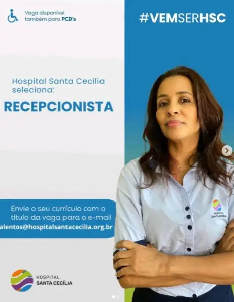 1 Vaga de emprego para Recepcionista na empresa Hospital Santa Cecília em 06/09