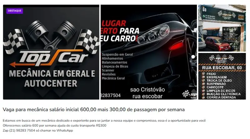 1 Vaga de emprego para Mecanica na empresa Top Car Mecânica em 06/09