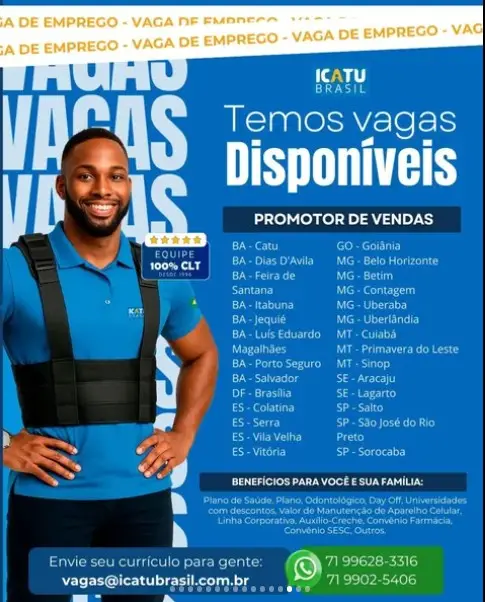 1 Vaga de emprego para Promotor De Vendas na empresa Icatu Brasil em 06/09