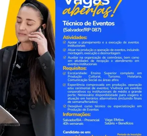 1 Vaga de emprego para Técnico De Eventos na empresa SESC em 06/09