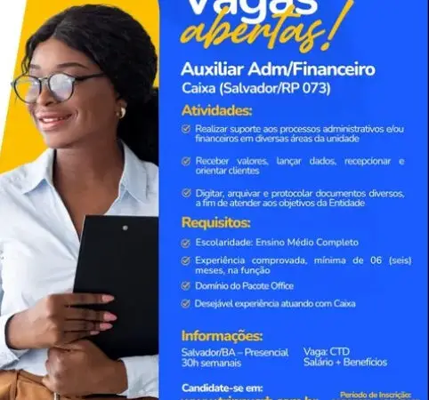 3 Vagas de emprego para Auxiliar Adm Financeiro Caixa na empresa SESC em 06/09