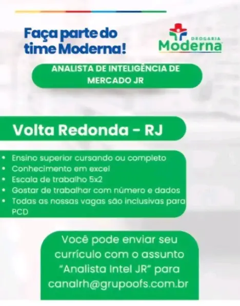 1 Vaga de emprego para Analista De Inteligência De Mercado Jr na empresa Drogaria Moderna em 06/09