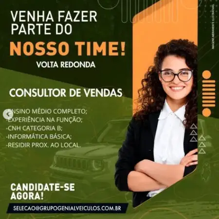 1 Vaga de emprego para Consutor De Vendas na empresa Jeep Potenza em 06/09