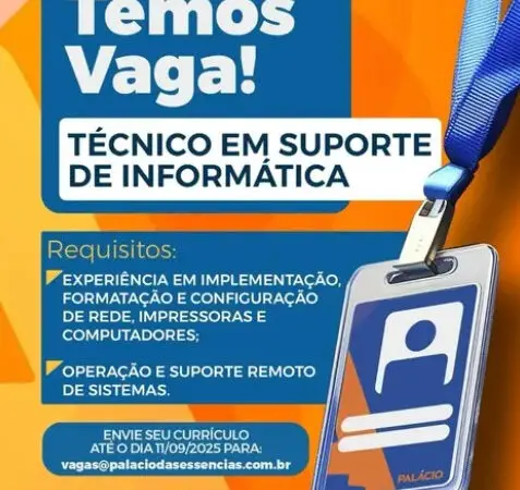 1 Vaga de emprego para Técnico Suporte De Informática na empresa Palácio das Essencias em 06/09