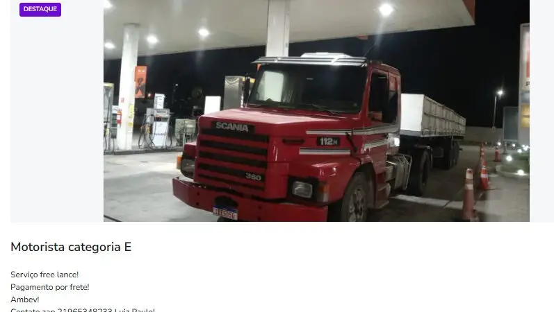 1 Vaga de emprego para Motorista Categoria E na empresa Ambev em 06/09