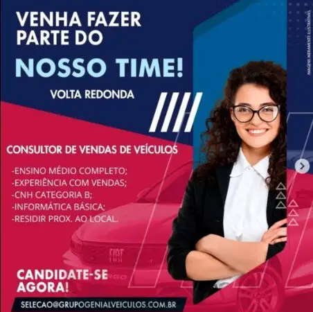 1 Vaga de emprego para Consultor De Vendas De Veículos na empresa Fiat Potenza em 06/09