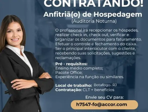 1 Vaga de emprego para Anfitrião Hospedagem na empresa Novotel Accor em 06/09