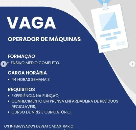 1 Vaga de emprego para Operador De Máquinas na empresa Hospital Português em 06/09
