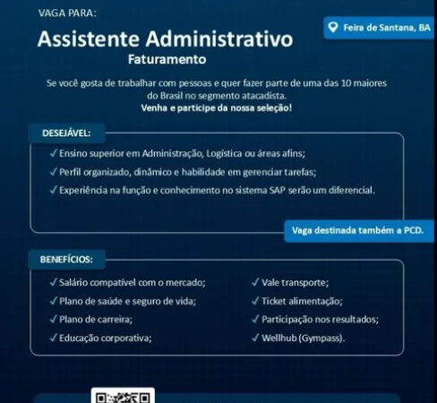 1 Vaga de emprego para Assistente Administrativo Faturamento sem experiência na empresa Unimarka em 06/09