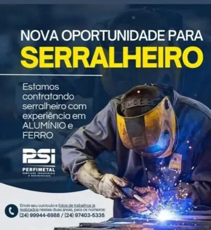 1 Vaga de emprego para Serralheiro na Cidade Rio de Janeiro em 06/09