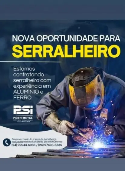 1 Vaga de emprego para Serralheiro na Cidade Rio de Janeiro em 06/09