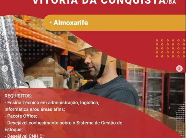 1 Vaga de emprego para Almoxarife sem experiência na empresa Sirtec® em 06/09