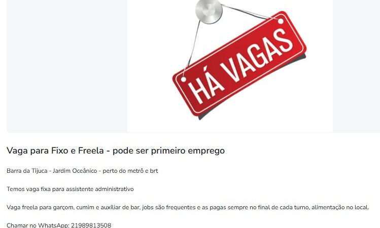 1 Vaga de emprego para Assistente Administrativo no Bairro da Tijuca em 06/09