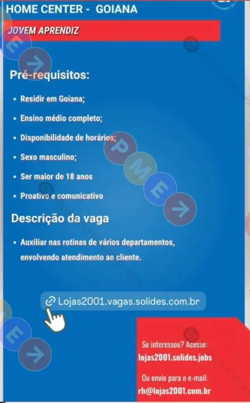 1 Vaga de emprego para Jovem Aprendiz sem experiência no Segmento de Home Center em 09/09