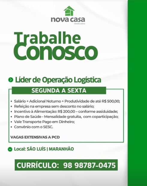 1 Vaga de emprego para Líder De Operação Logística na empresa Nova Casa em 12/09