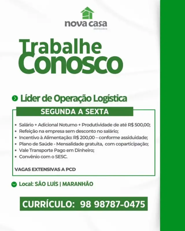 1 Vaga de emprego para Líder De Operação Logística na empresa Nova Casa em 11/09