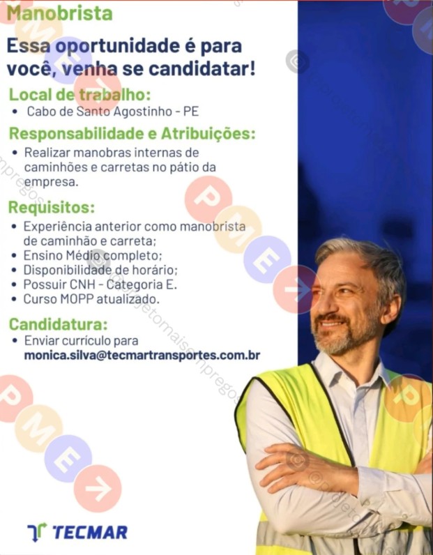 1 Vaga de emprego para Manobrista na empresa Tecmar em 26/09