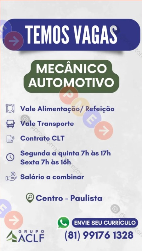 1 Vaga de emprego para Mecânico Automotivo na empresa ACLF em 25/09